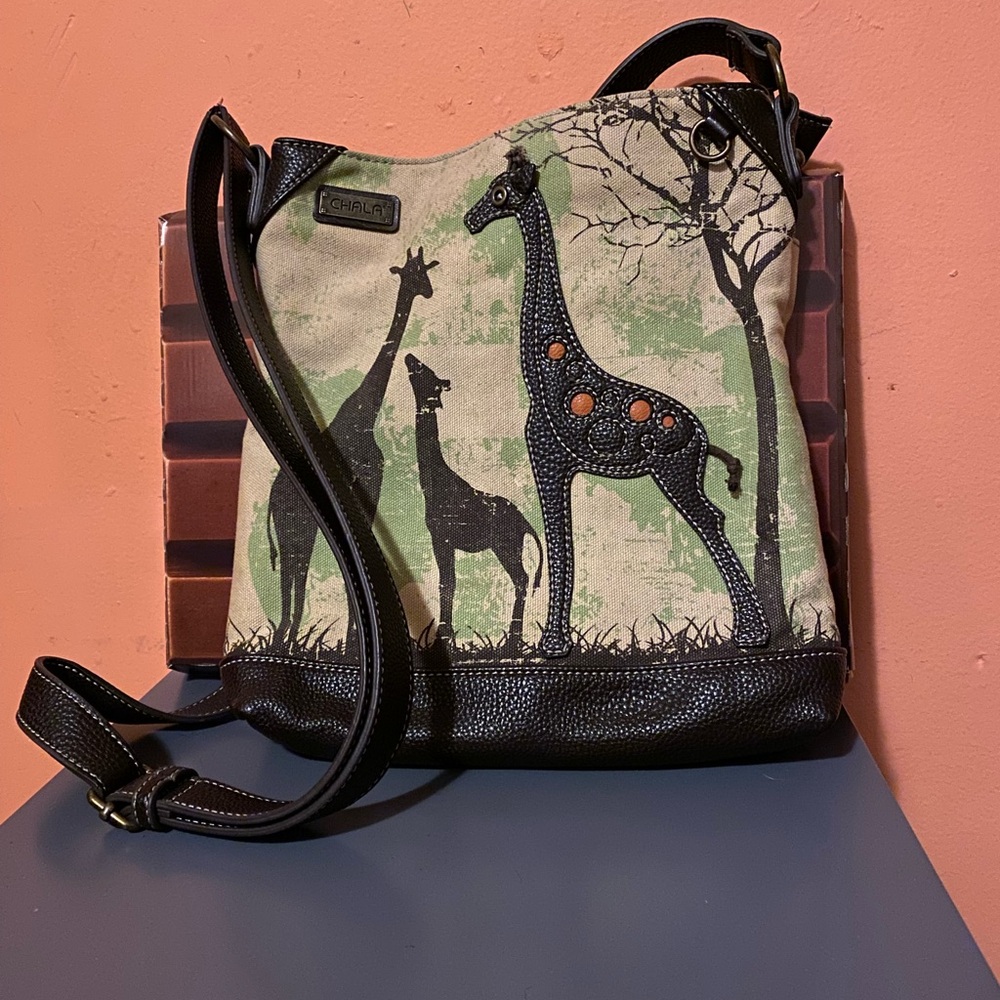 Chala Green and Black Giraffe Crossbody Bag